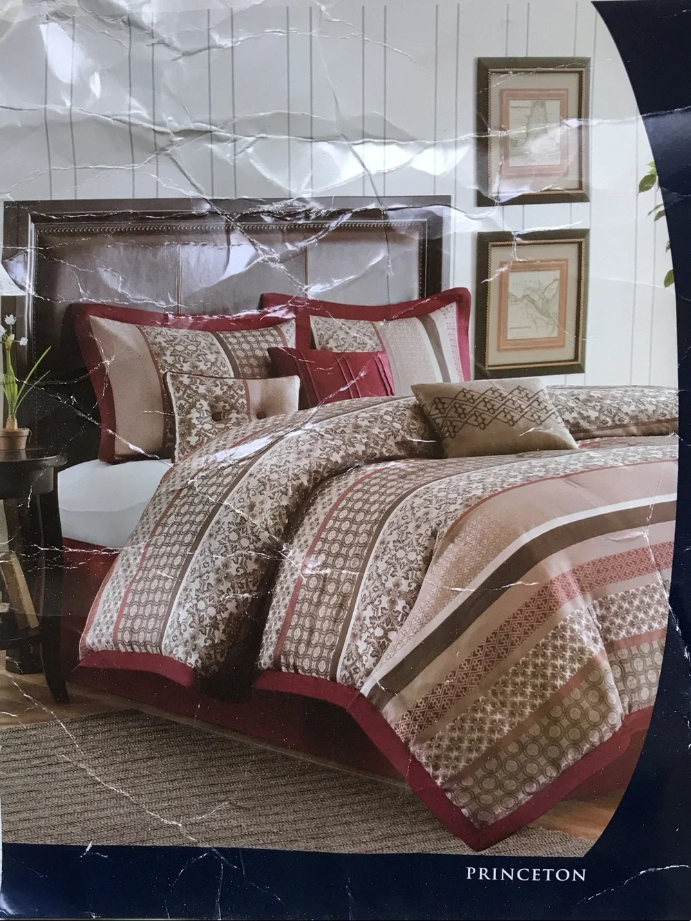Sears Princeton 7 Piece Bed Set King Woven Jacquard Comforter Sham Skirt Pillows